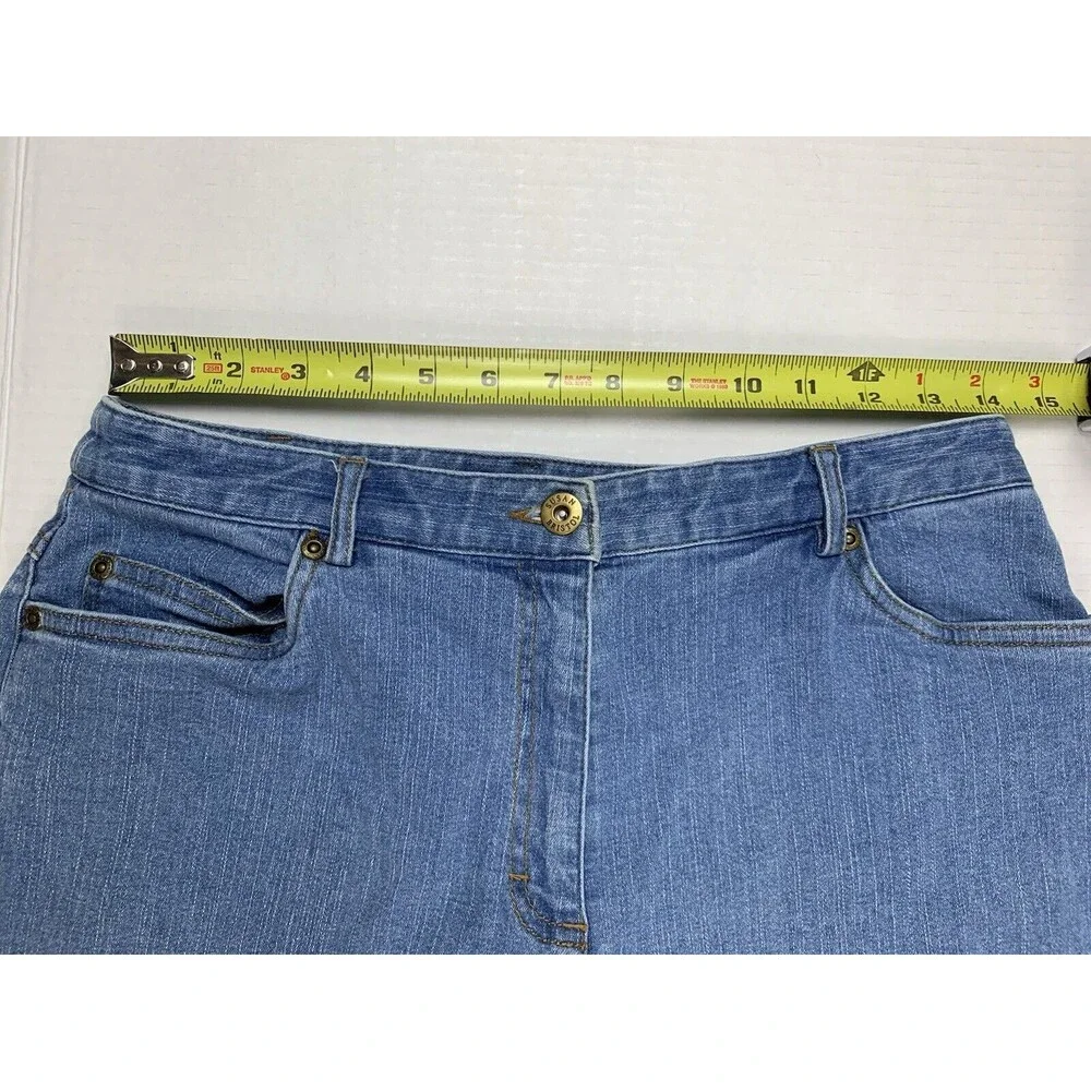 Susan Bristol Women 6 Capri Denim Pants Blue Embroidered Beaded Stretch W29 L22